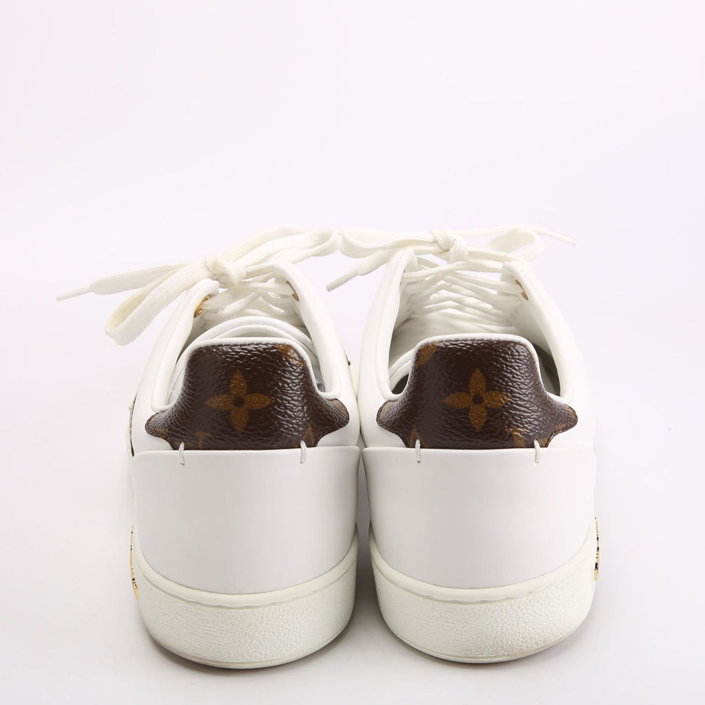 Frontrow Monogram Leather Sneakers Size 40 White and Brown