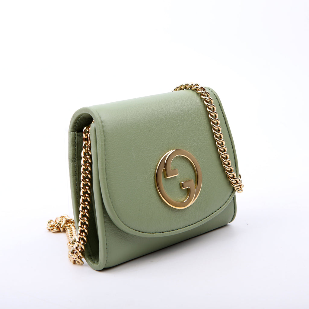 725219 Blondie Leather Chain Wallet Green