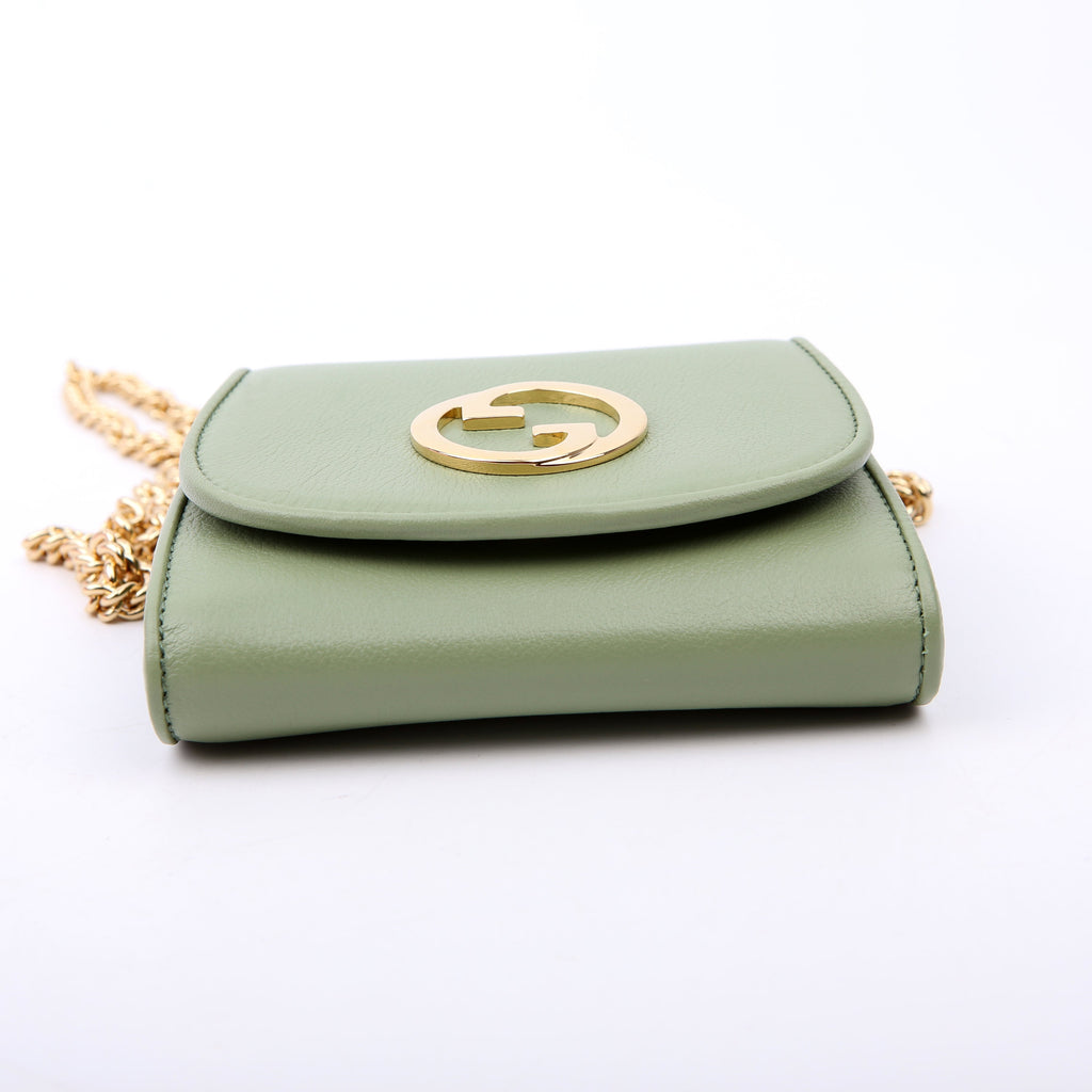 725219 Blondie Leather Chain Wallet Green