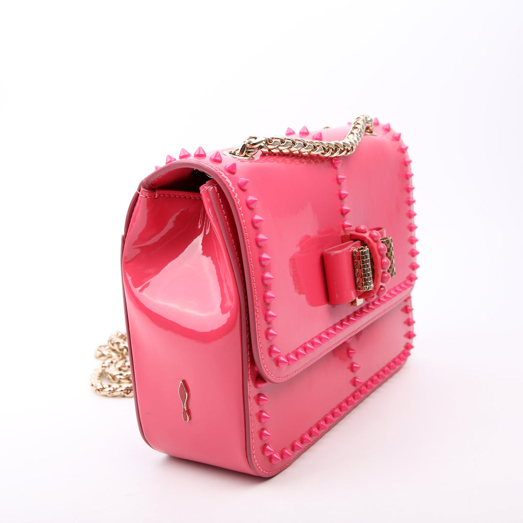 Sweet Charity Spikes Patent Leather Shoulder Bag Pink