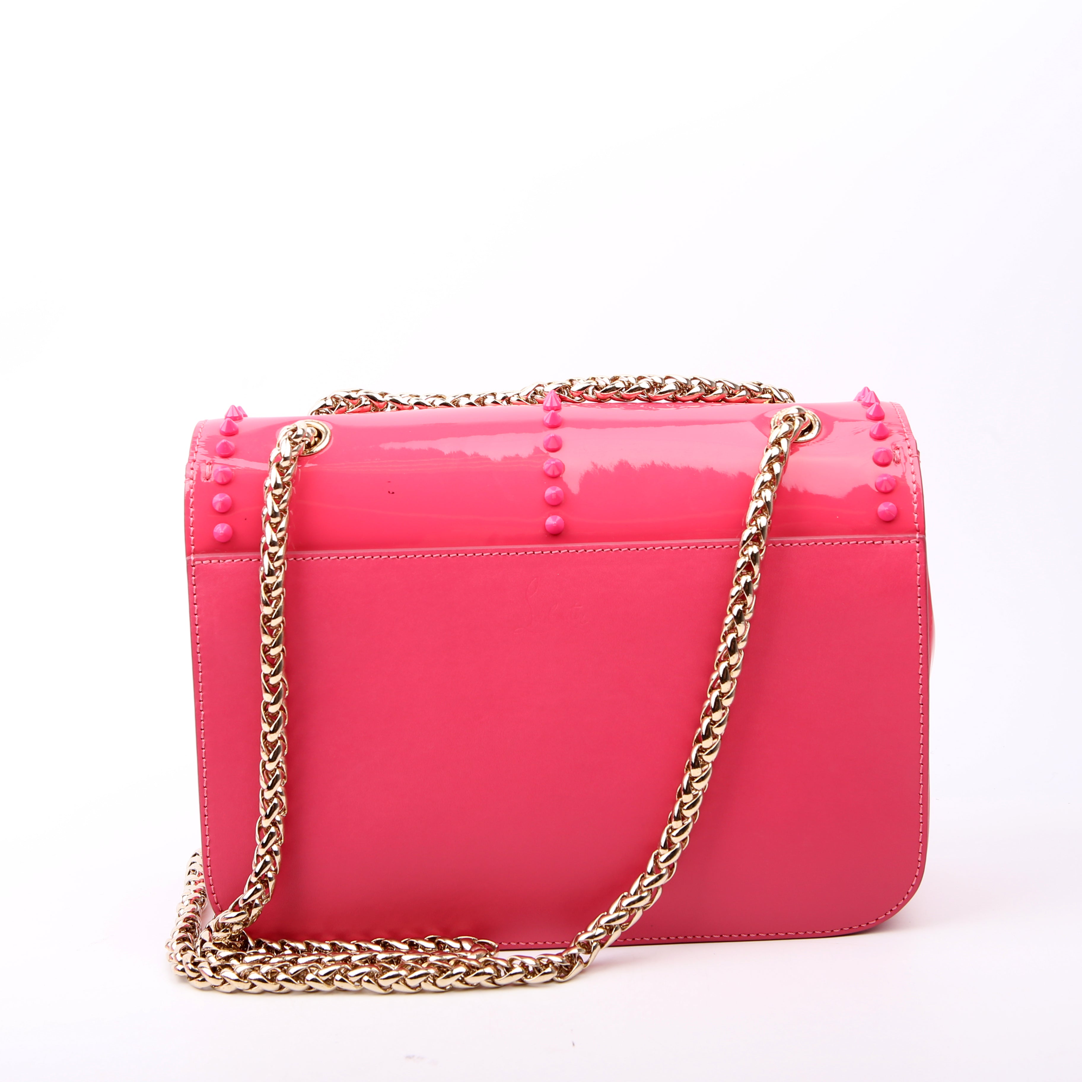Sweet Charity Spikes Patent Leather Shoulder Bag Pink