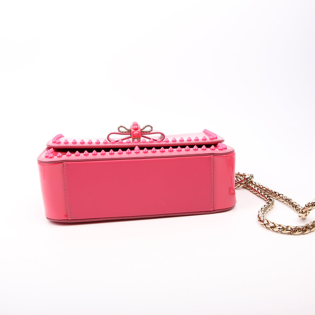 Sweet Charity Spikes Patent Leather Shoulder Bag Pink