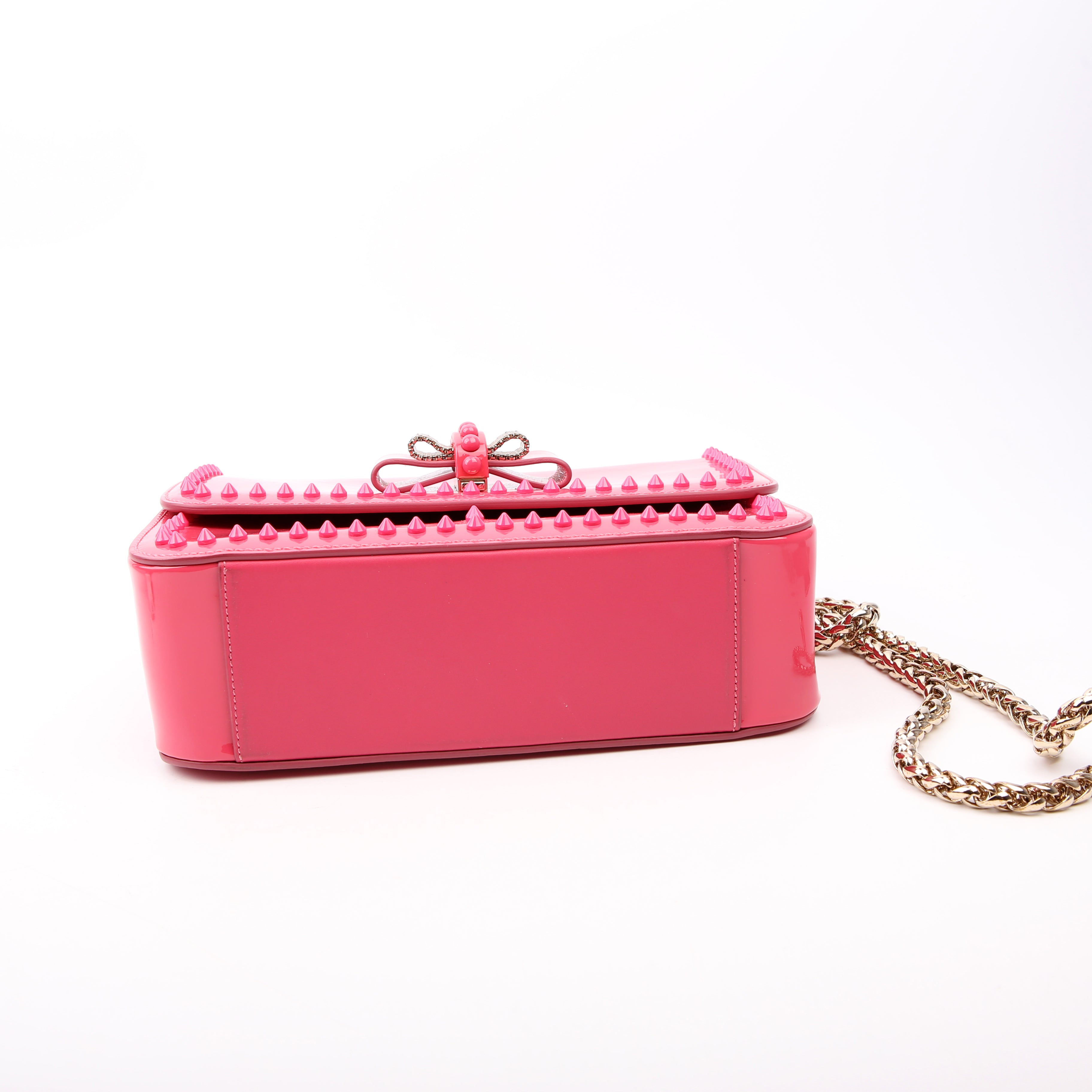 Sweet Charity Spikes Patent Leather Shoulder Bag Pink
