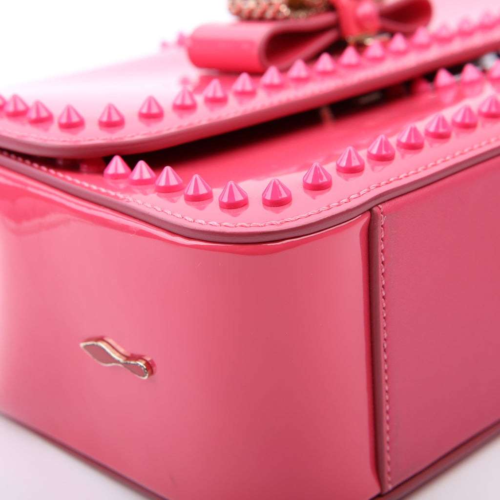 Sweet Charity Spikes Patent Leather Shoulder Bag Pink