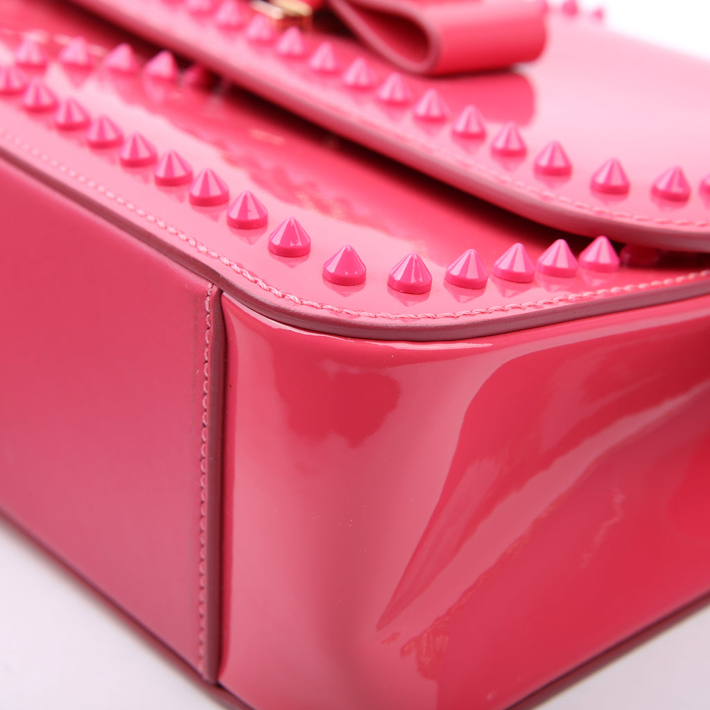 Sweet Charity Spikes Patent Leather Shoulder Bag Pink
