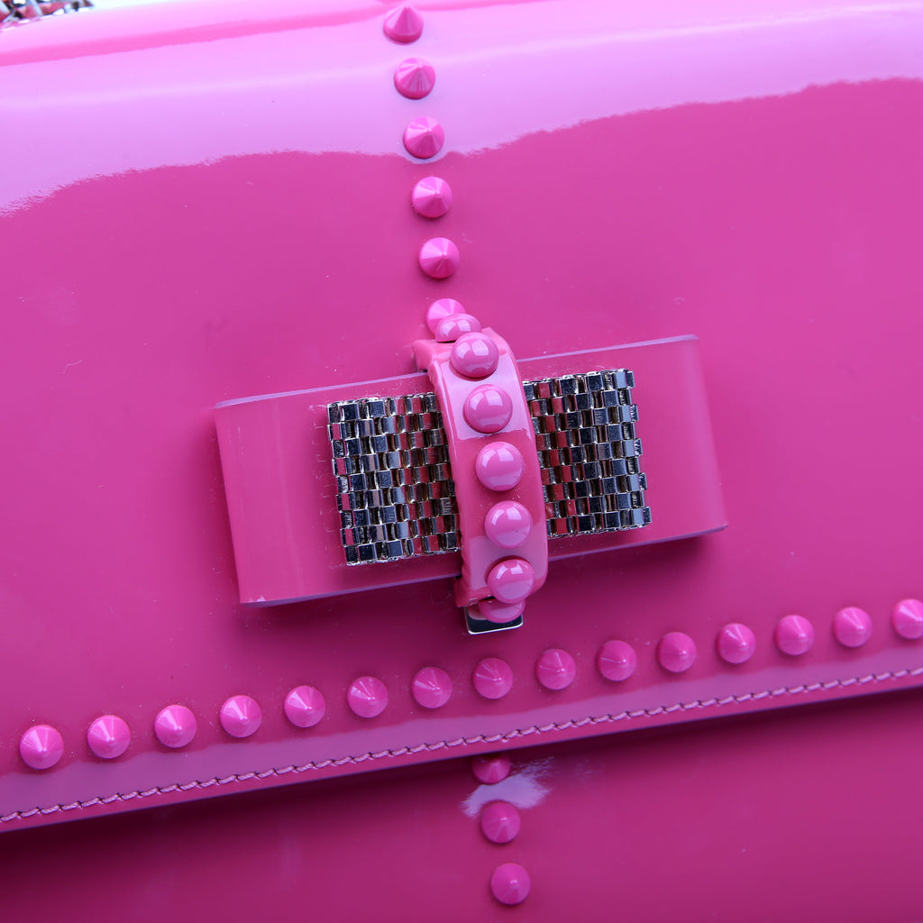 Sweet Charity Spikes Patent Leather Shoulder Bag Pink
