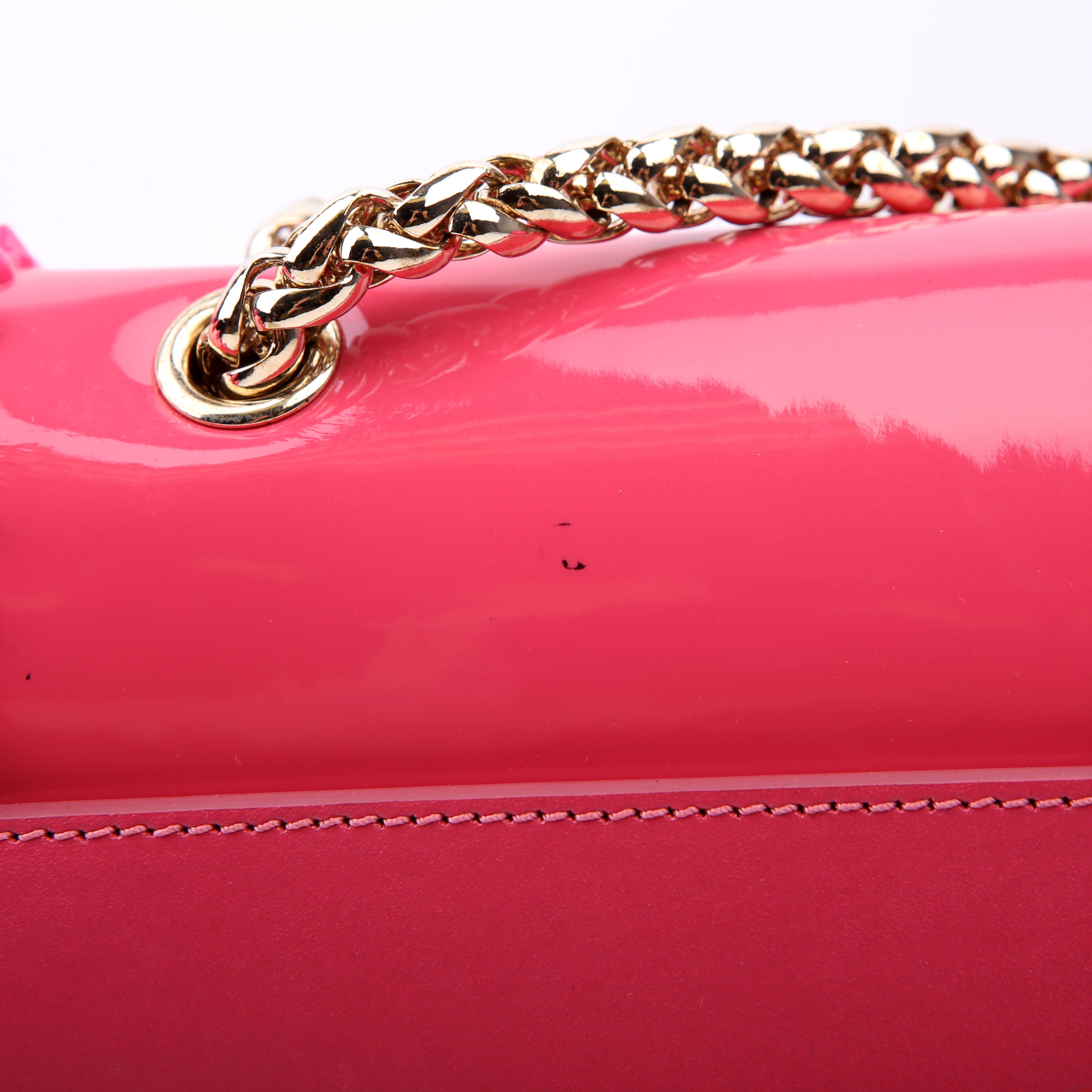 Sweet Charity Spikes Patent Leather Shoulder Bag Pink