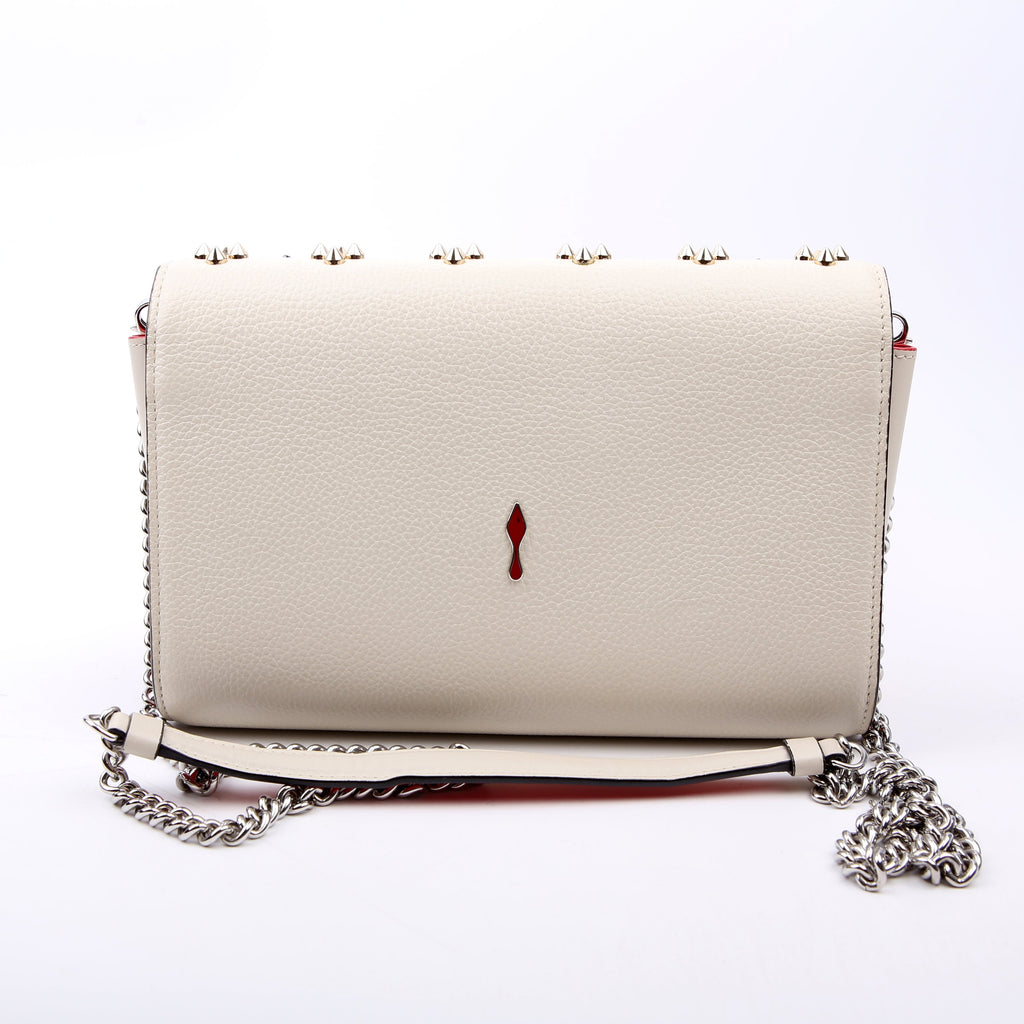 Paloma Loubinthesky Chain Clutch Leather White