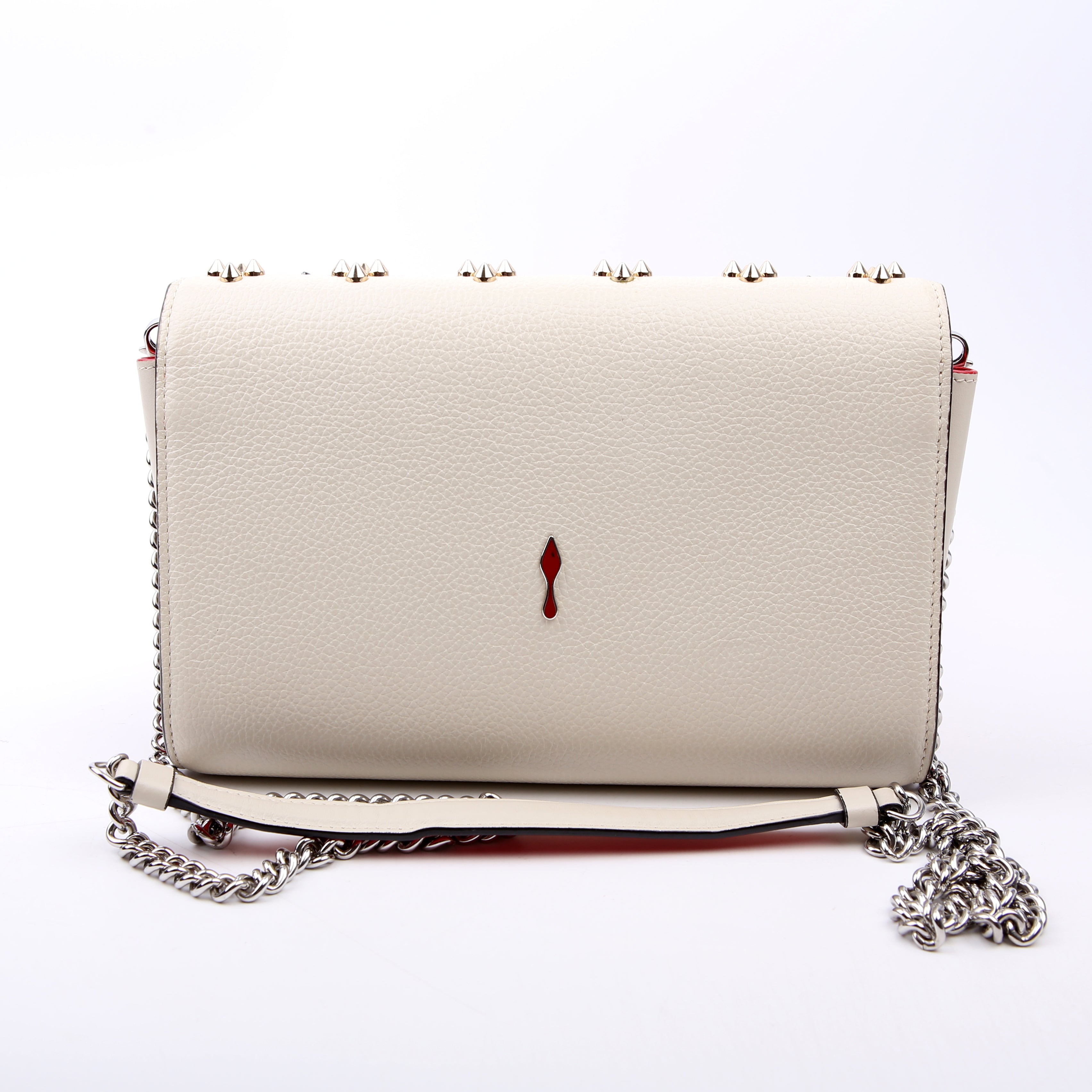 Paloma Loubinthesky Chain Clutch Leather White