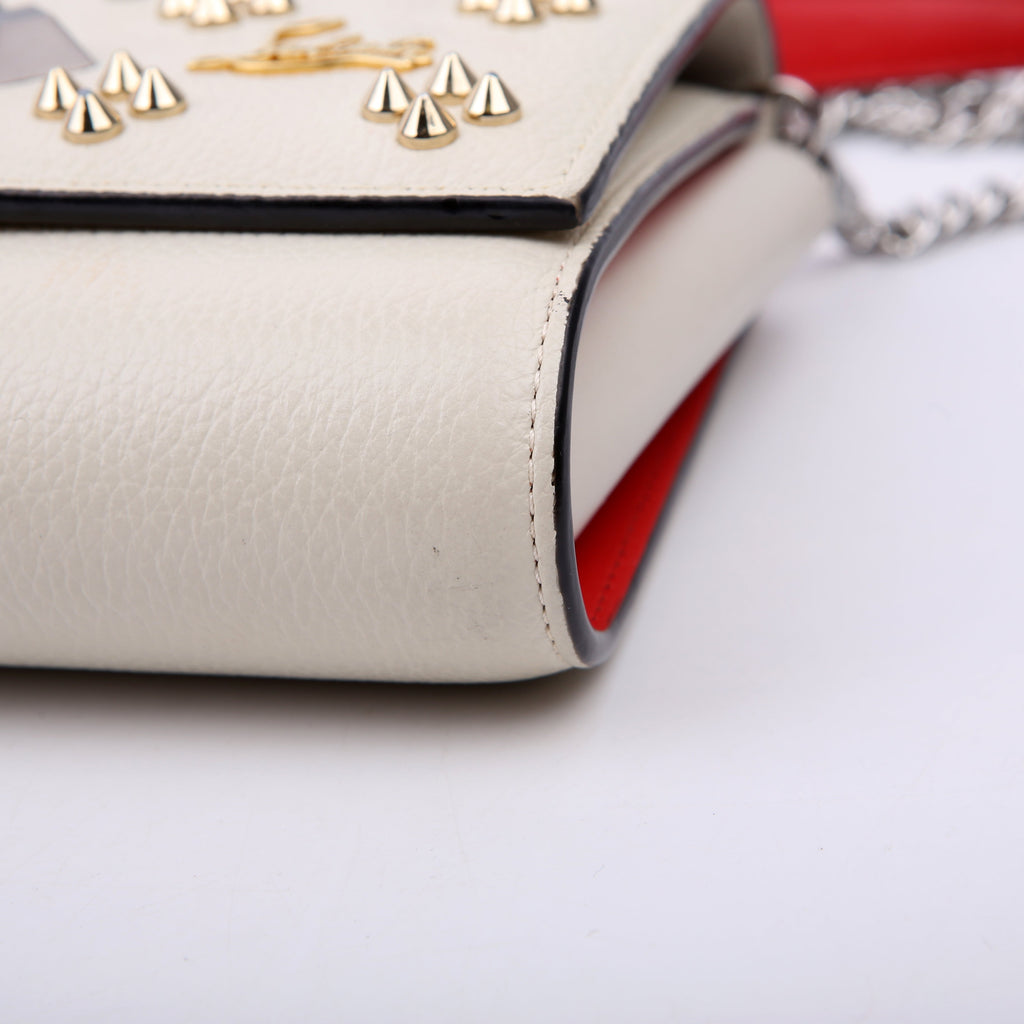 Paloma Loubinthesky Chain Clutch Leather White