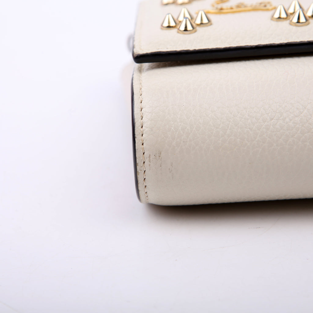 Paloma Loubinthesky Chain Clutch Leather White