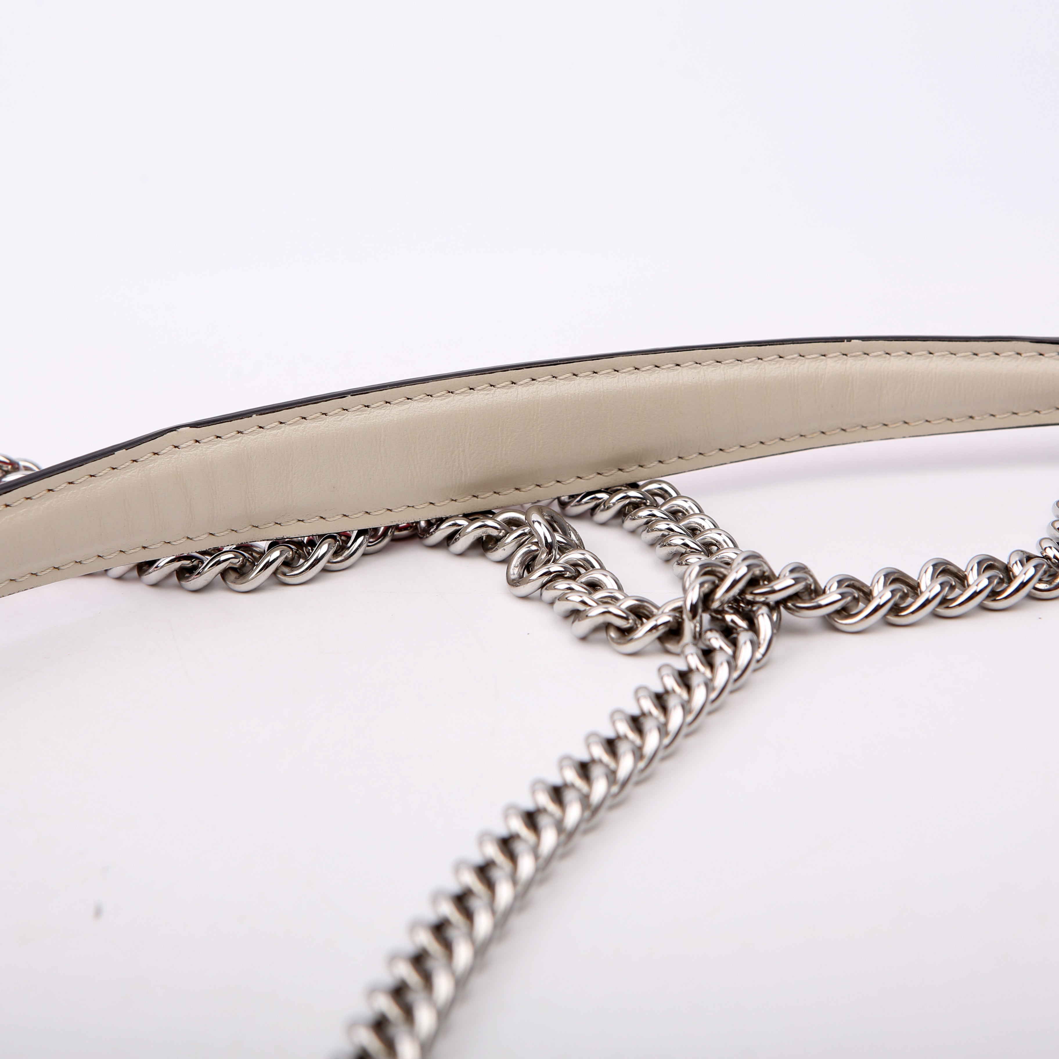 Paloma Loubinthesky Chain Clutch Leather White