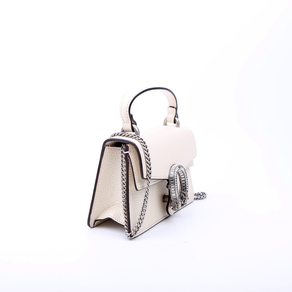 752029 Dionysus Calfskin Top Handle Mini White