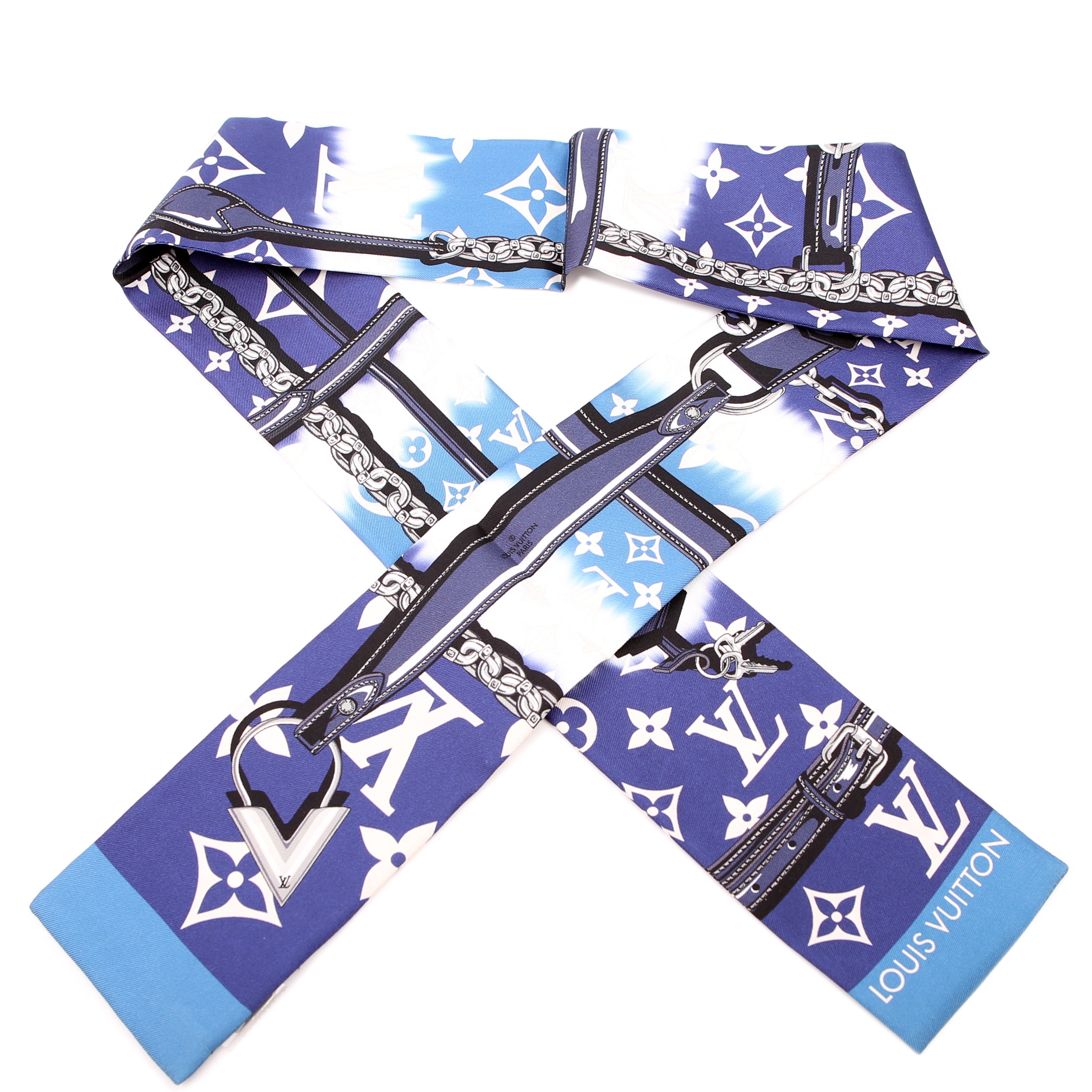 Monogram Escale Confidential Bandeau Scarf Blue