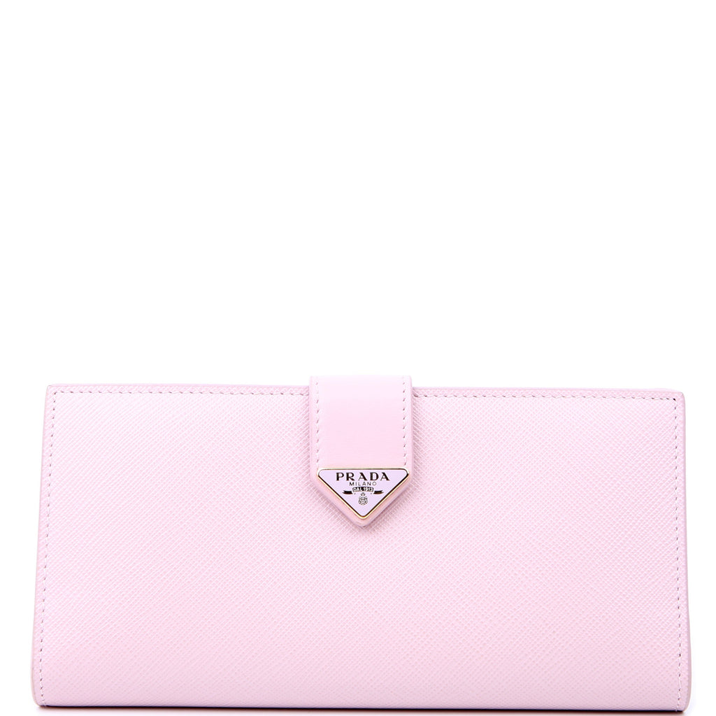 Saffiano Triangle Logo Large Wallet Pink