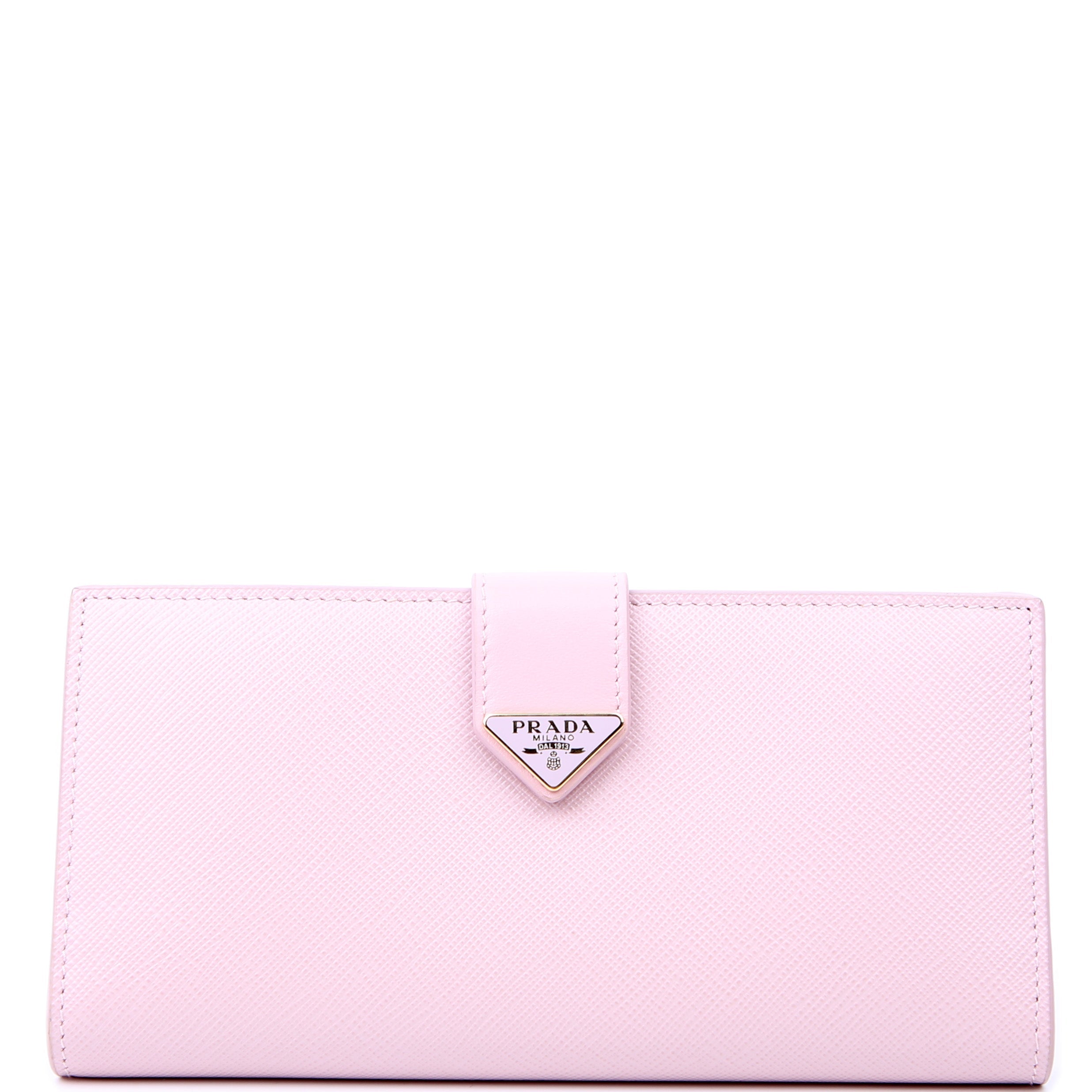 Saffiano Triangle Logo Large Wallet Pink