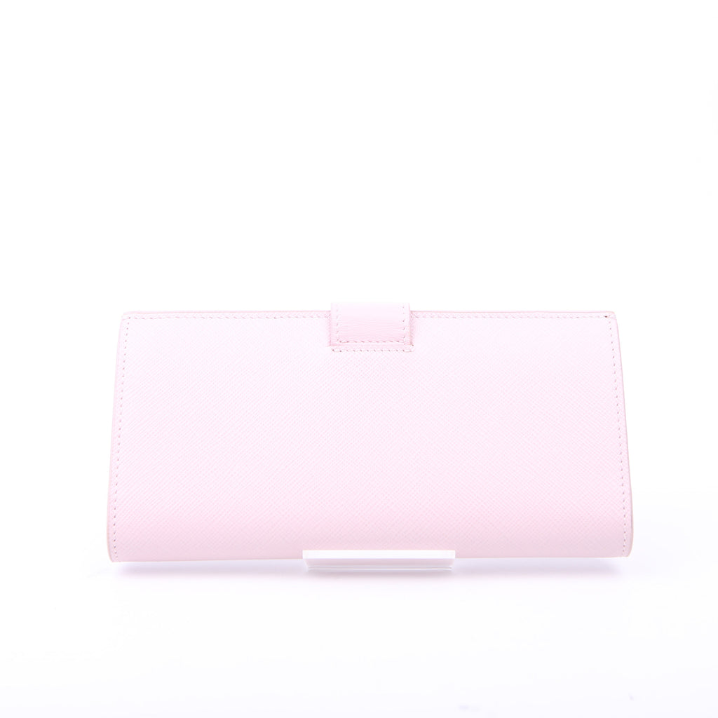 Saffiano Triangle Logo Large Wallet Pink