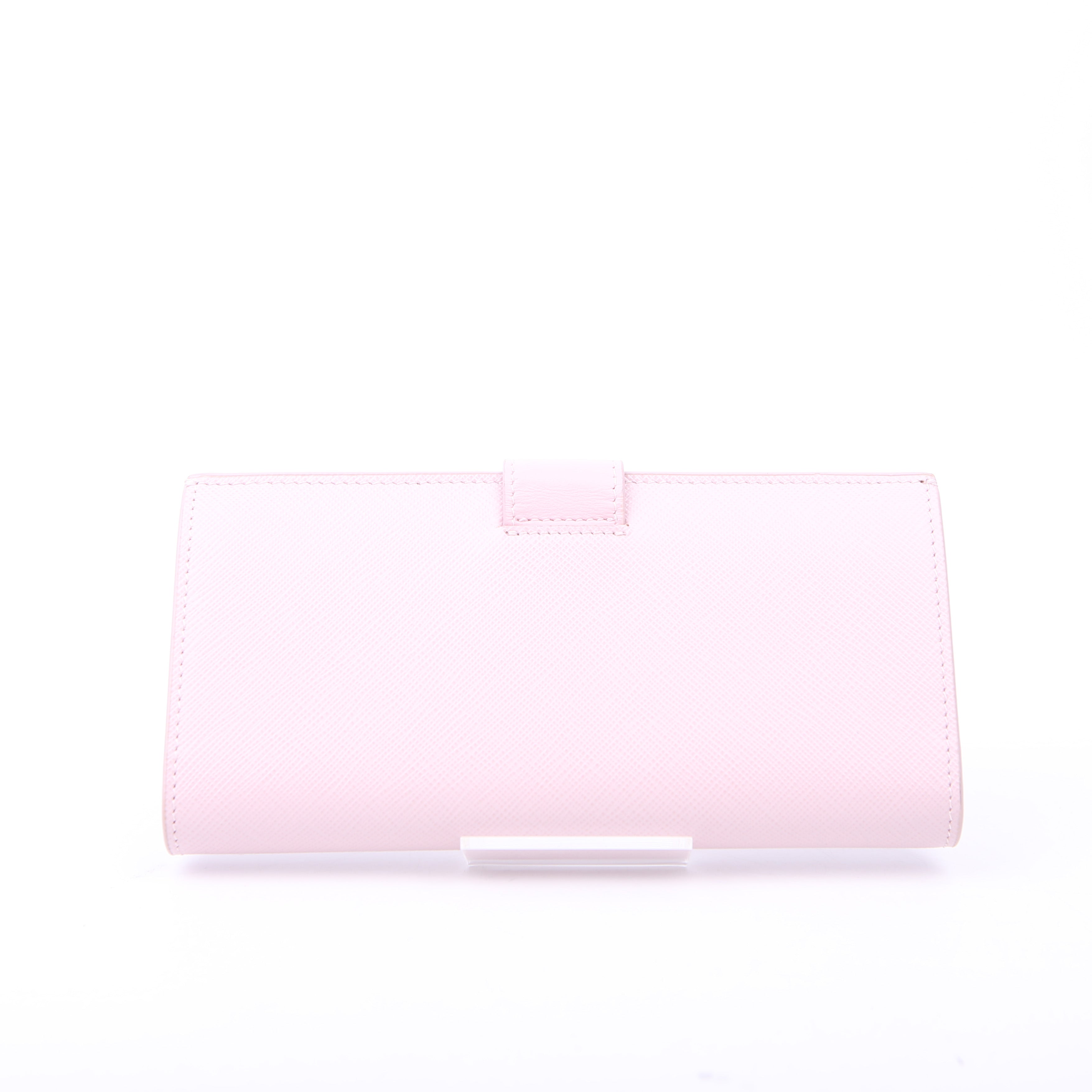 Saffiano Triangle Logo Large Wallet Pink