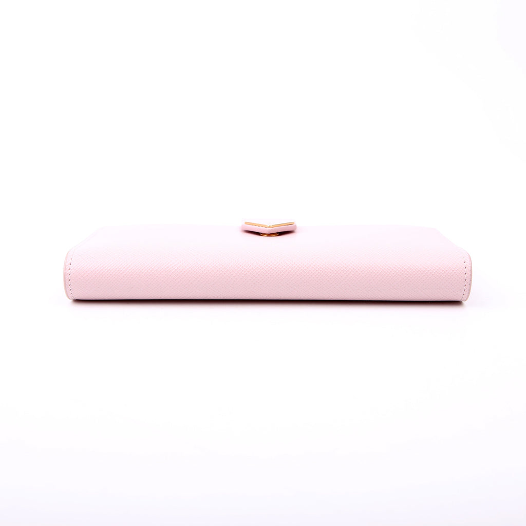 Saffiano Triangle Logo Large Wallet Pink