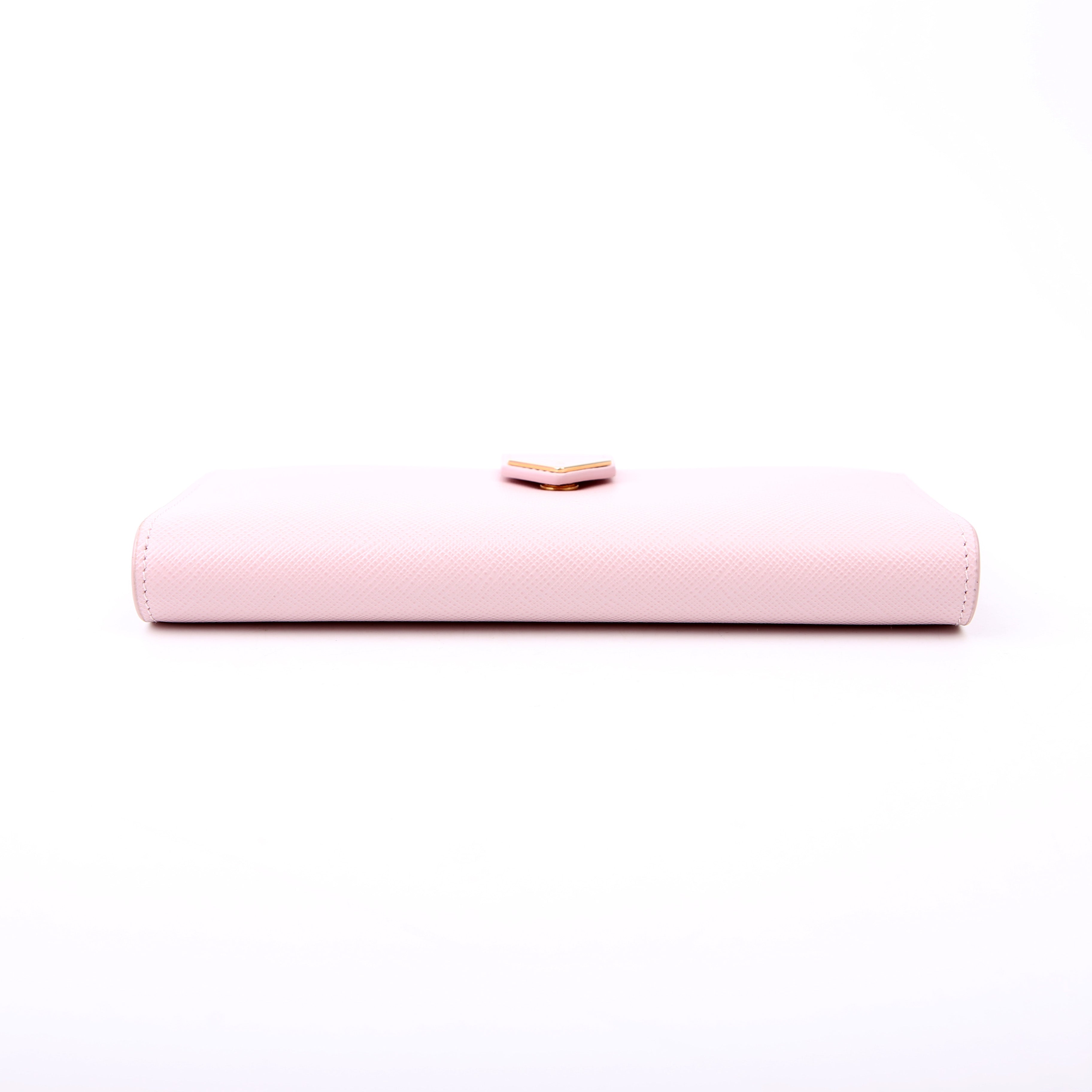 Saffiano Triangle Logo Large Wallet Pink