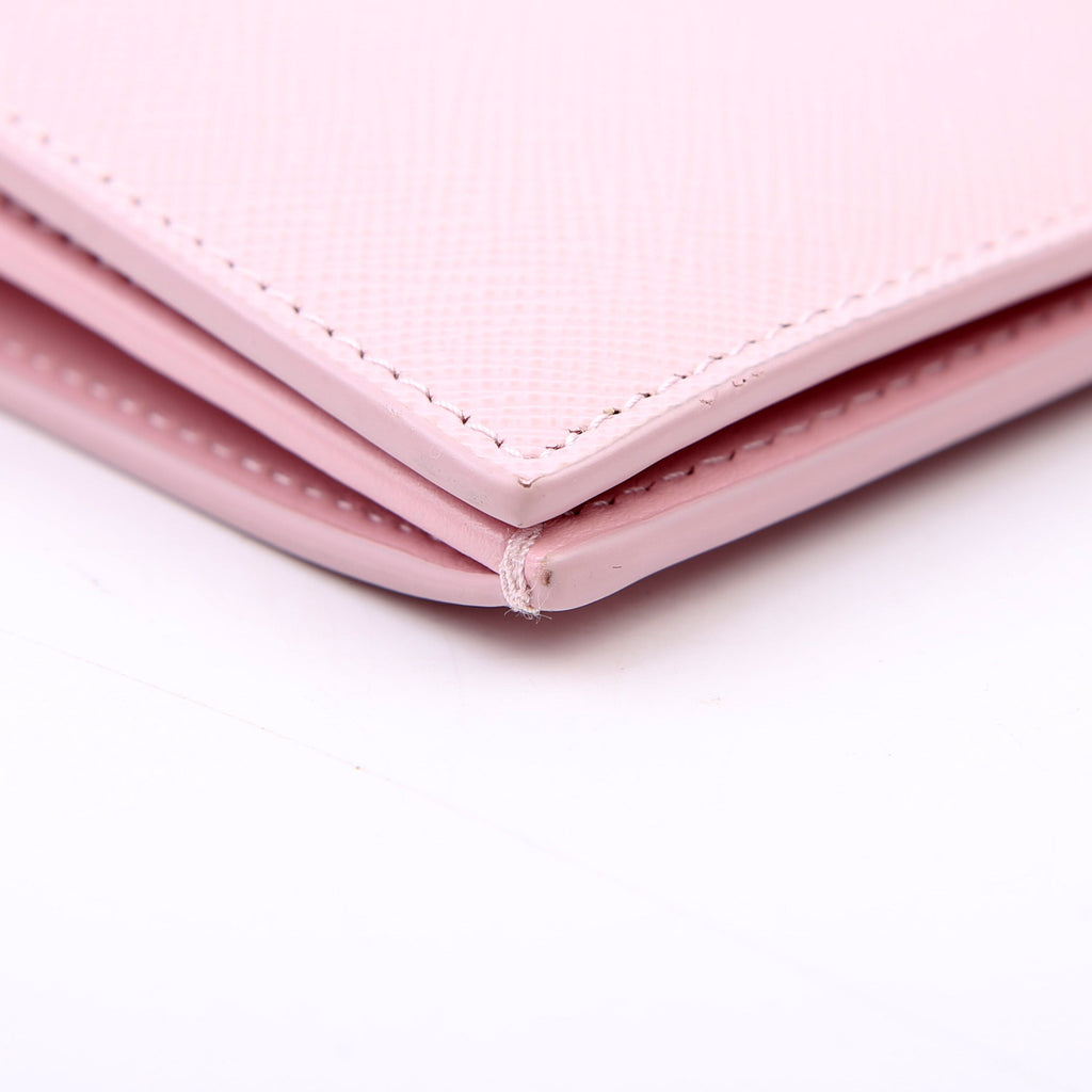 Saffiano Triangle Logo Large Wallet Pink