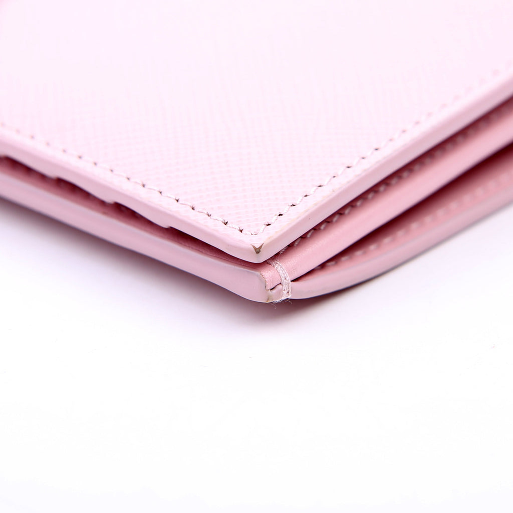 Saffiano Triangle Logo Large Wallet Pink