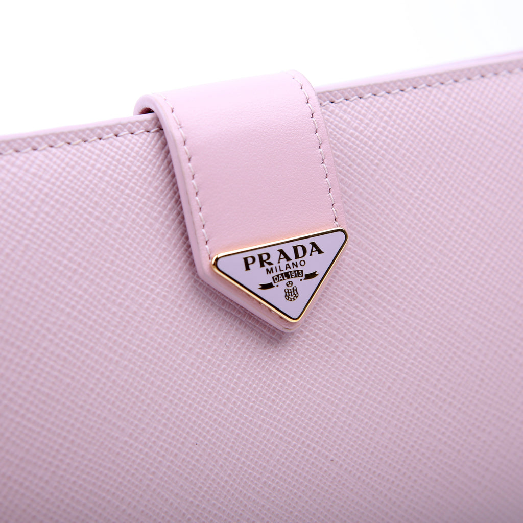 Saffiano Triangle Logo Large Wallet Pink