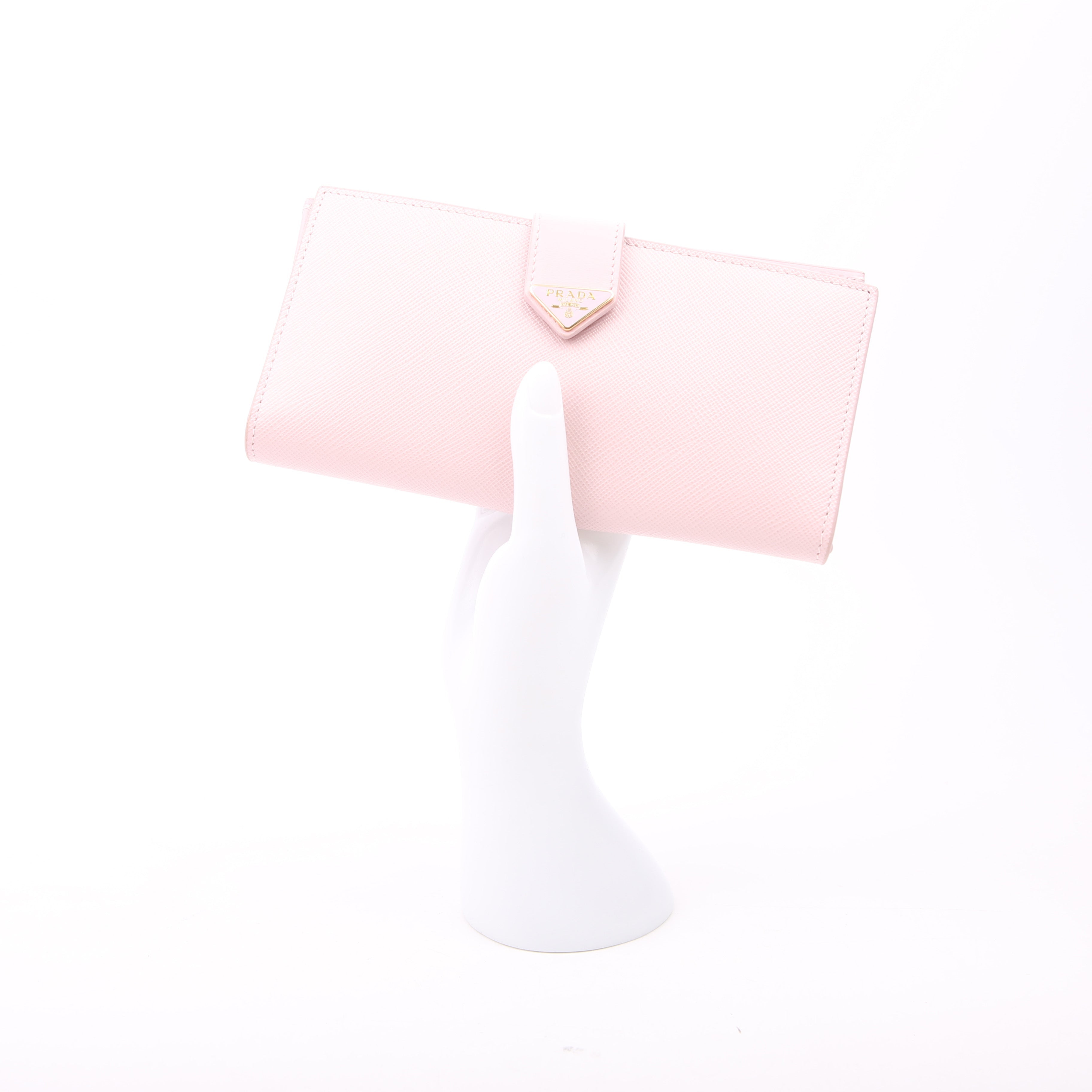 Saffiano Triangle Logo Large Wallet Pink