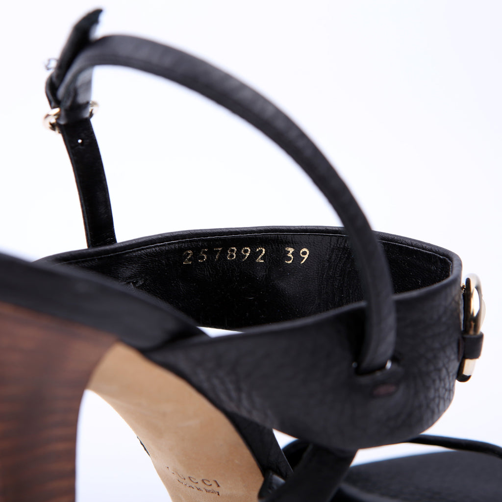 Horsebit Bamboo Sandal Heels Size 39 Black