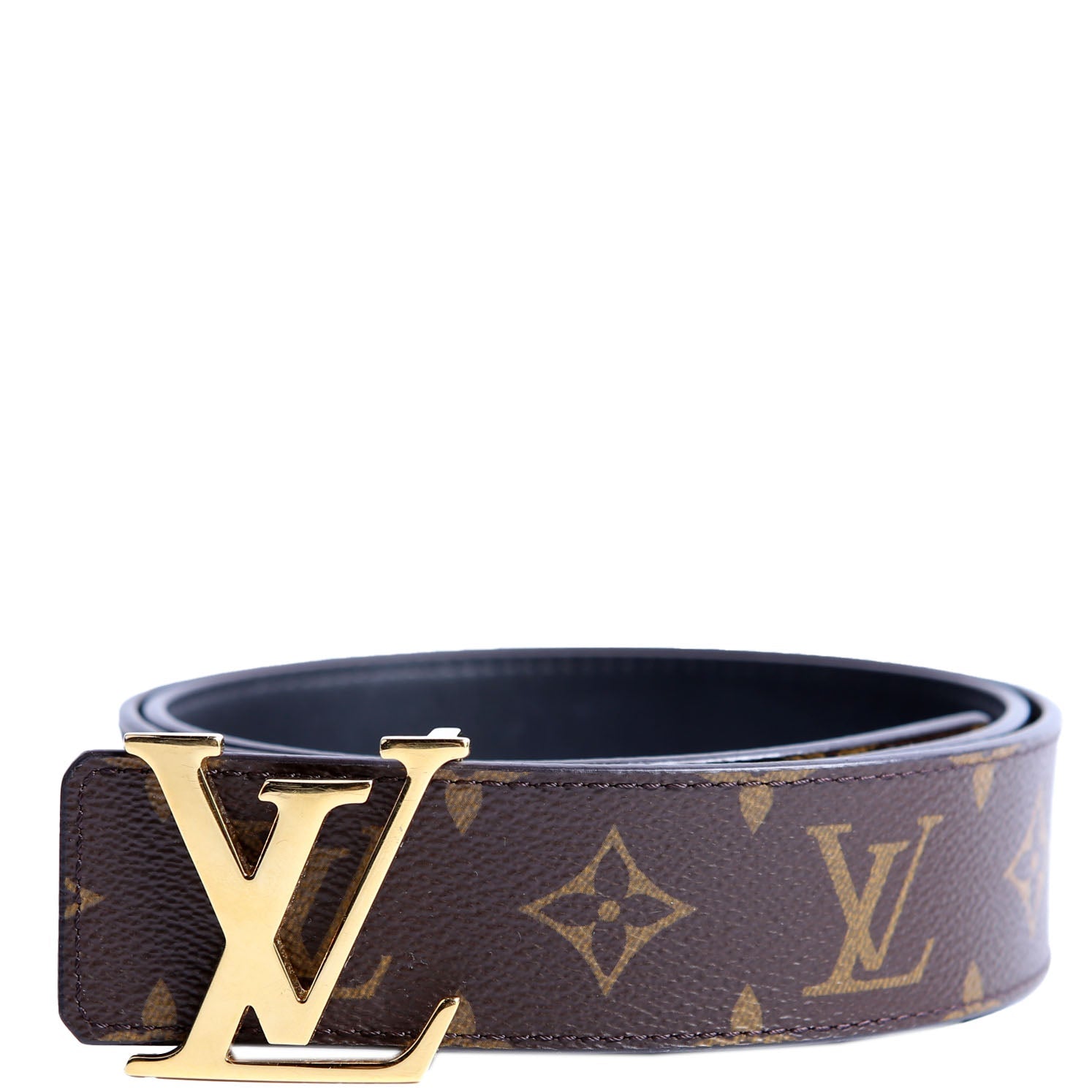 LV Initiales 40MM Reversible Leather/Monogram Belt Size 80/32 Black