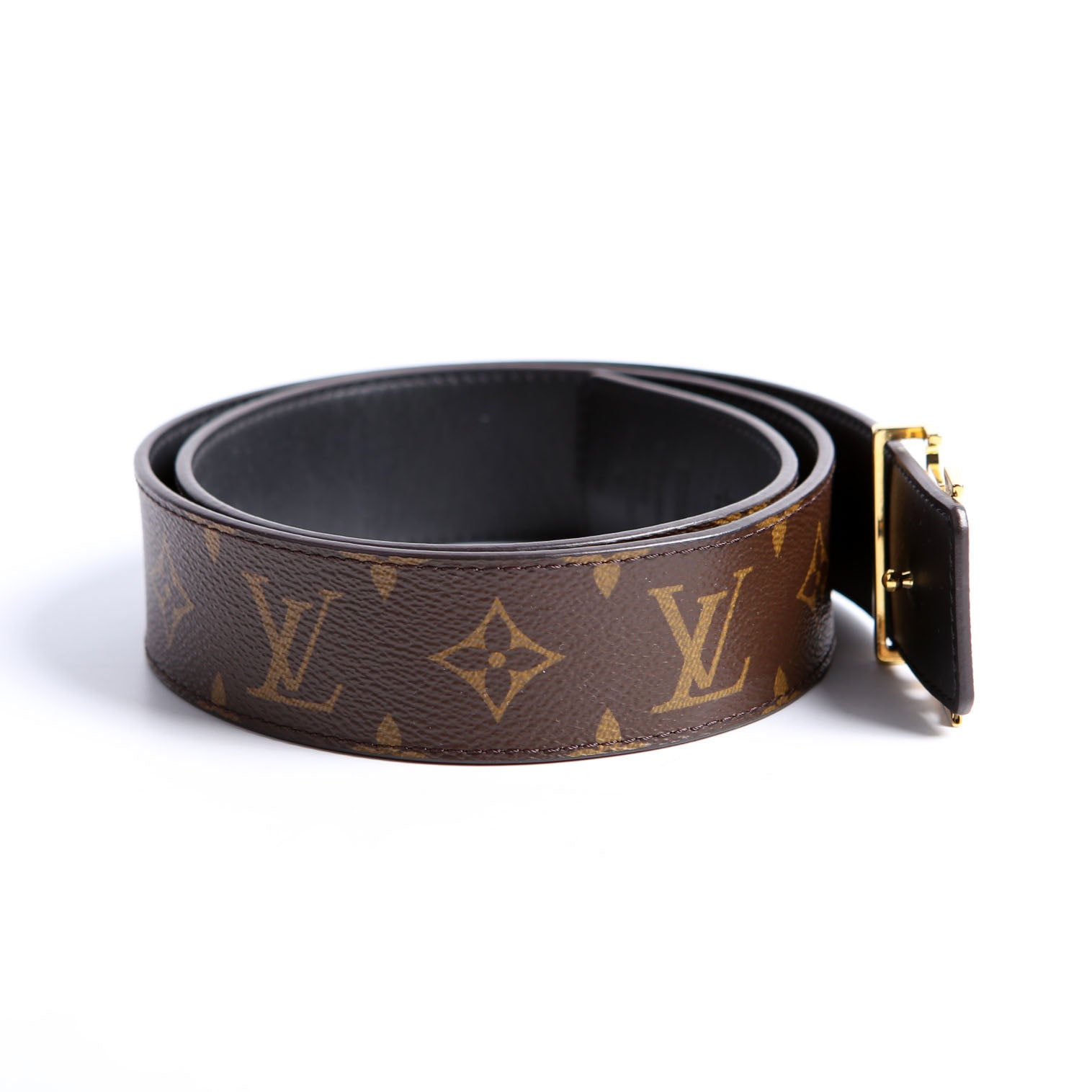 LV Initiales 40MM Reversible Leather/Monogram Belt Size 80/32 Black