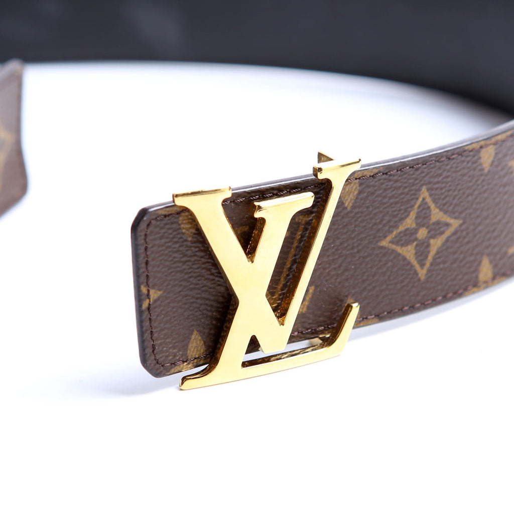 LV Initiales 40MM Reversible Leather/Monogram Belt Size 80/32 Black