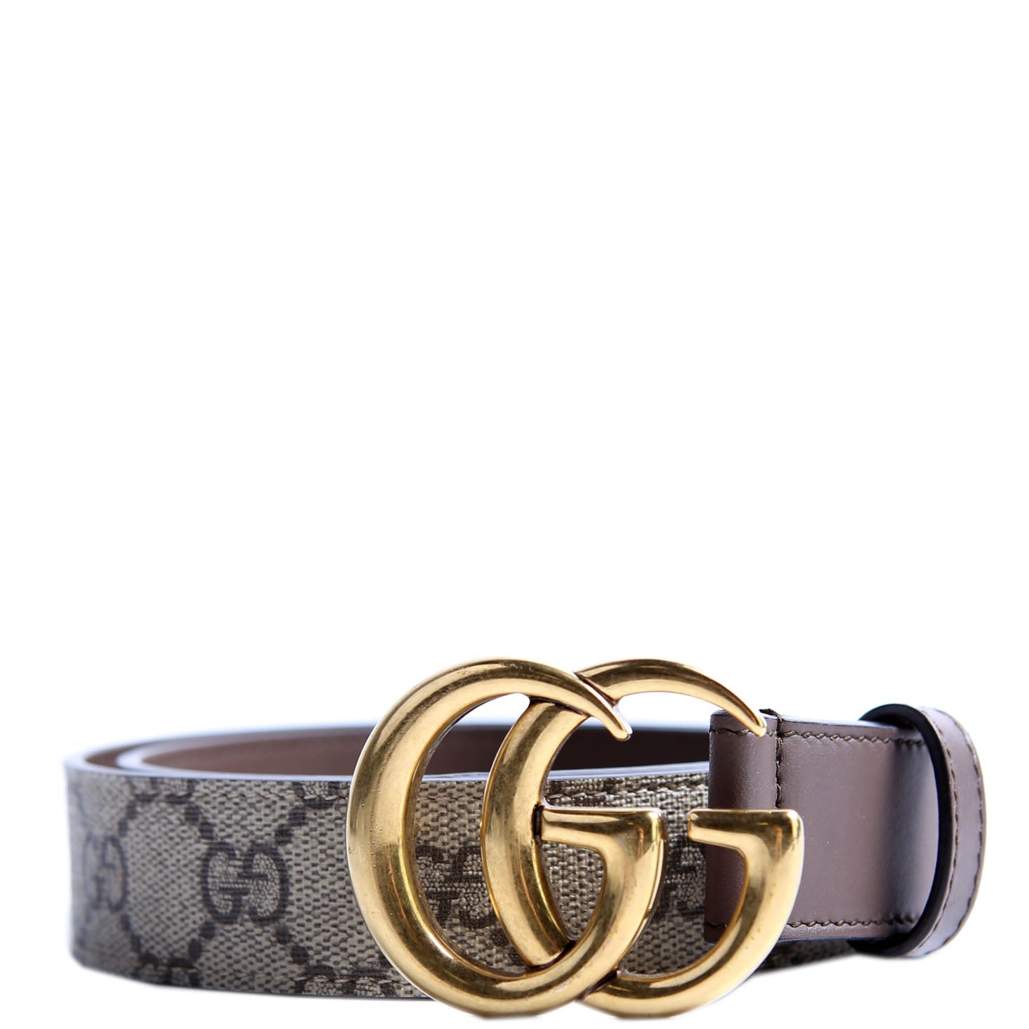 625839 GG Marmont Supreme/Leather Belt Size 85/34 Brown