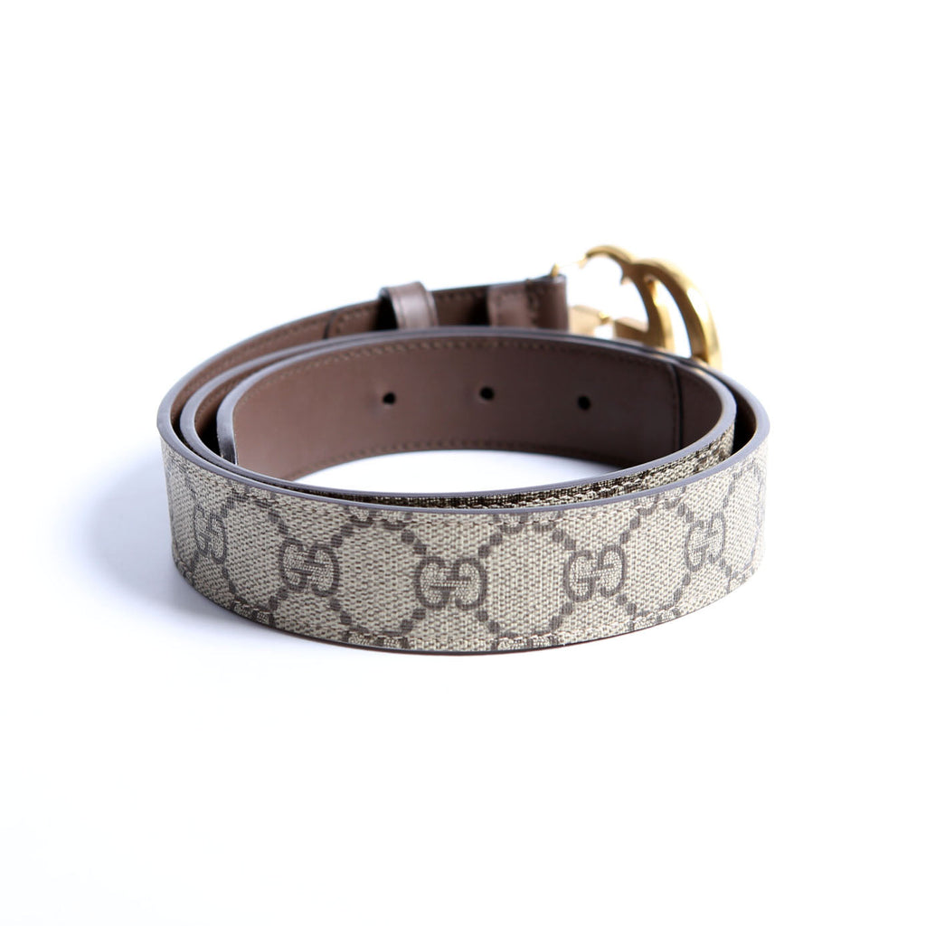 625839 GG Marmont Supreme/Leather Belt Size 85/34 Brown