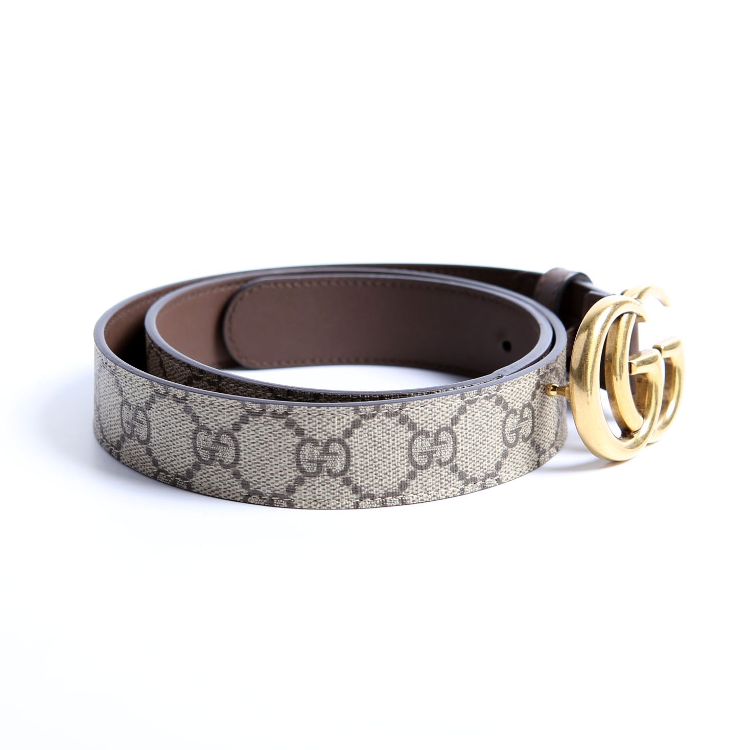 625839 GG Marmont Supreme/Leather Belt Size 85/34 Brown