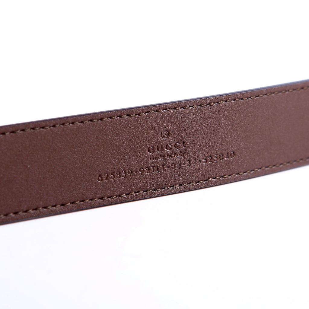 625839 GG Marmont Supreme/Leather Belt Size 85/34 Brown