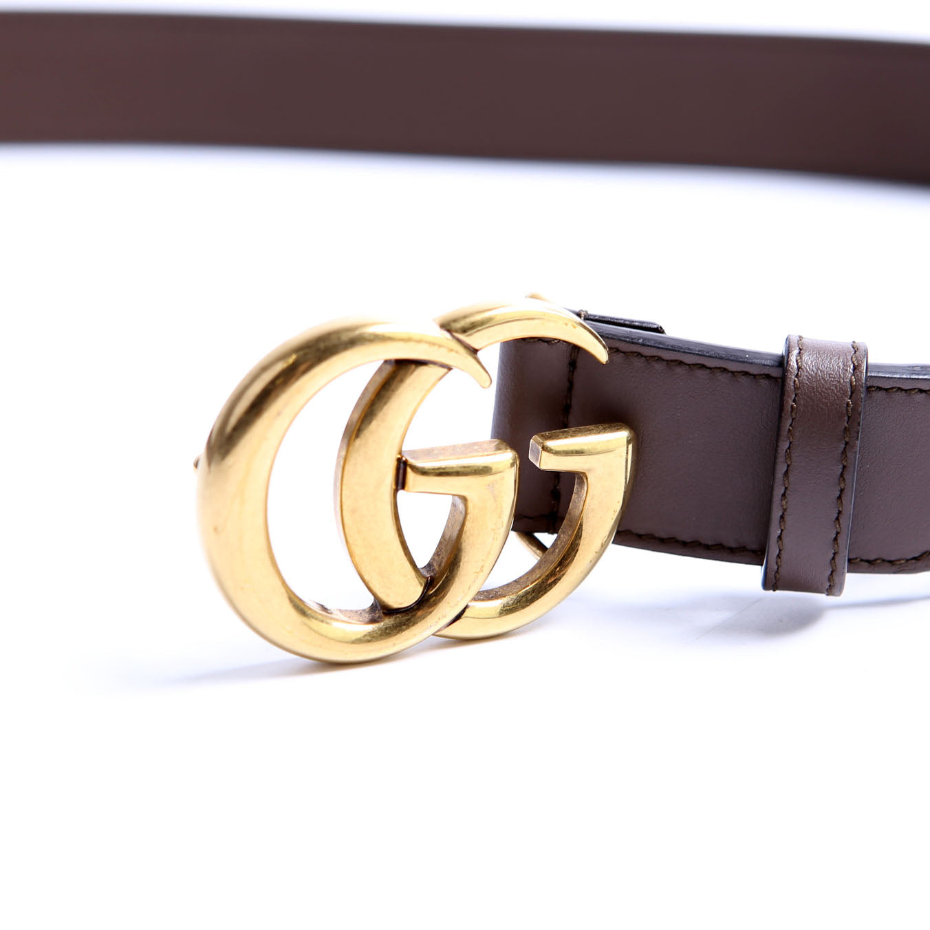 625839 GG Marmont Supreme/Leather Belt Size 85/34 Brown