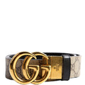 Gucci 659416 GG Marmont Reversible Supreme/Leather Belt Size 75/30 Black