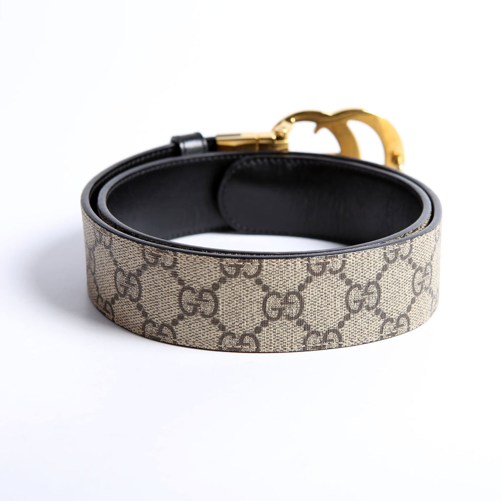 Gucci 659416 GG Marmont Reversible Supreme/Leather Belt Size 75/30 Black