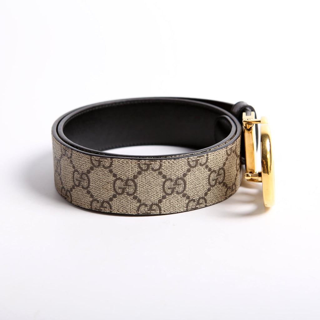 Gucci 659416 GG Marmont Reversible Supreme/Leather Belt Size 75/30 Black