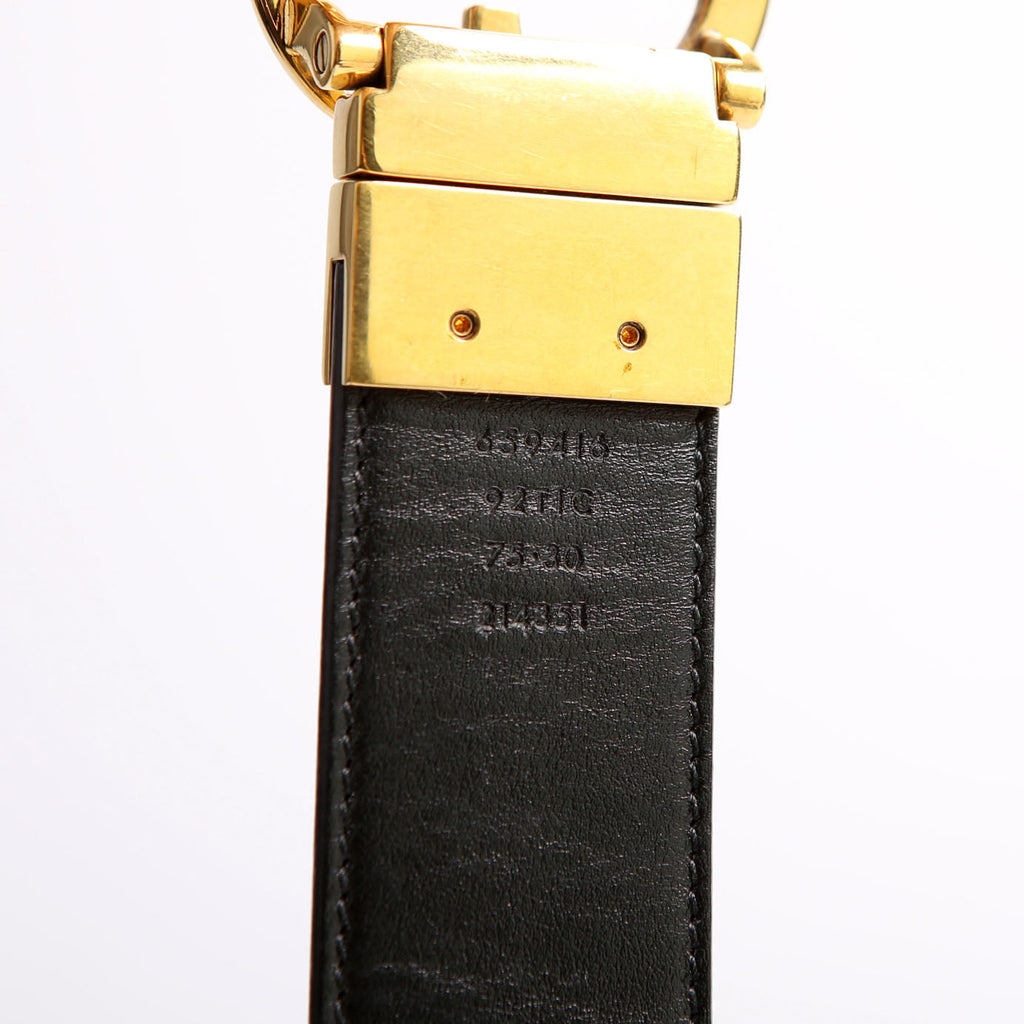 Gucci 659416 GG Marmont Reversible Supreme/Leather Belt Size 75/30 Black