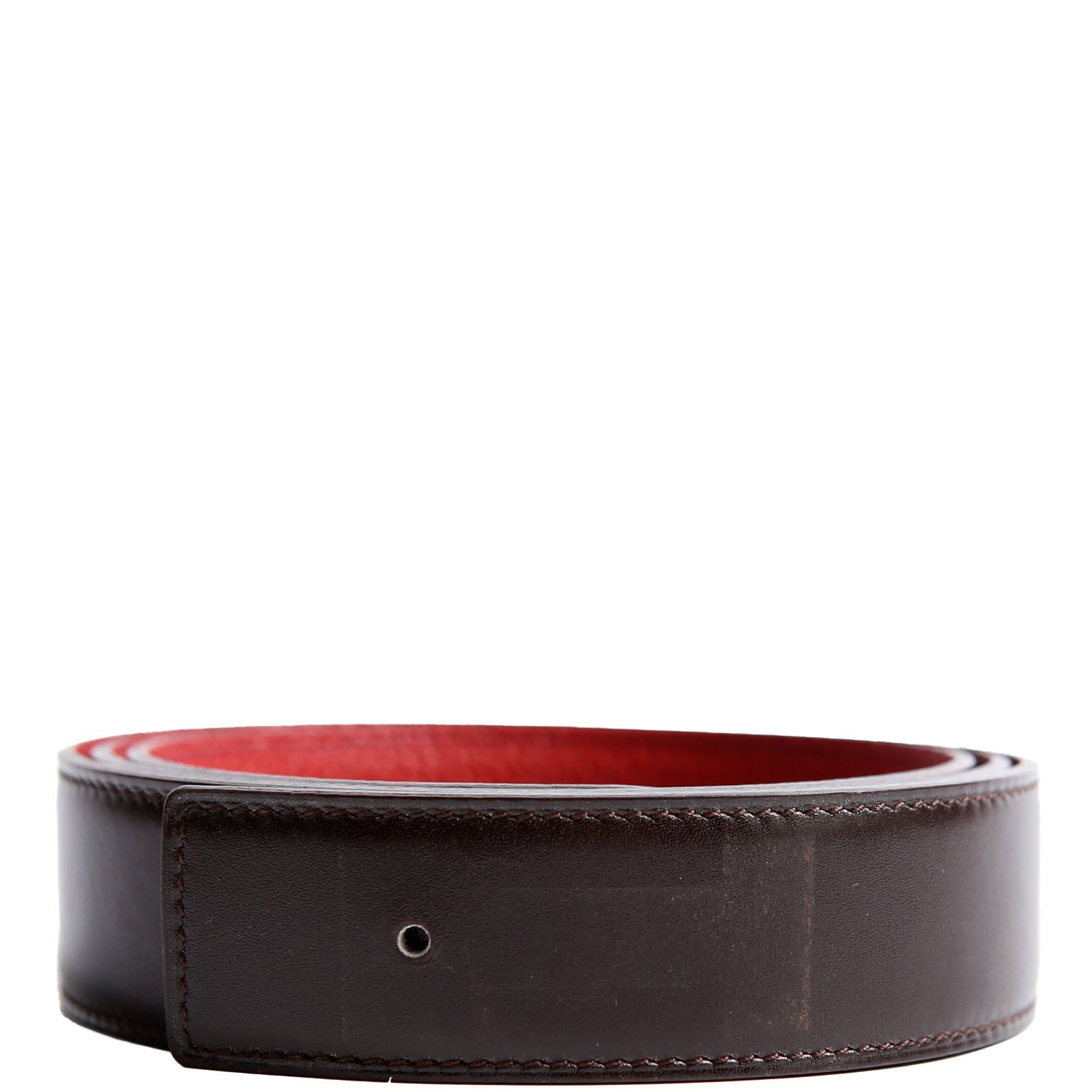 32MM Reversible Leather Strap Only Belt Size 100 Black/Red
