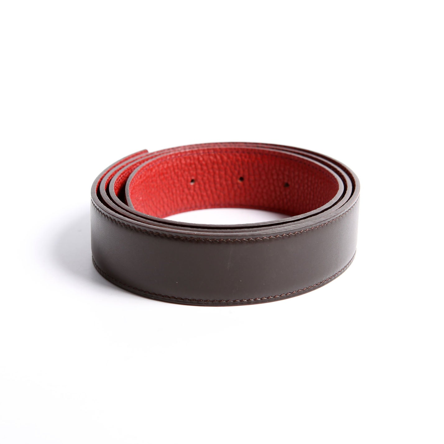32MM Reversible Leather Strap Only Belt Size 100 Black/Red