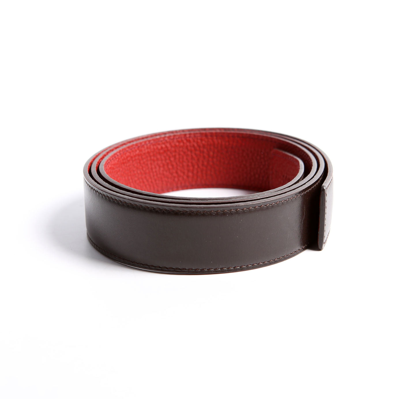 32MM Reversible Leather Strap Only Belt Size 100 Black/Red