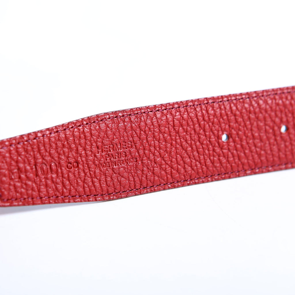 32MM Reversible Leather Strap Only Belt Size 100 Black/Red
