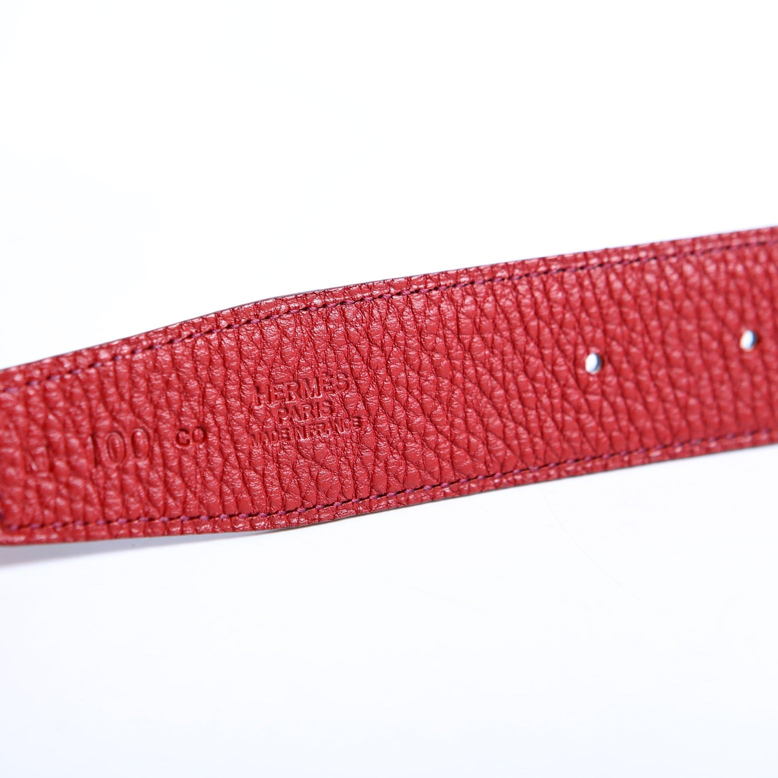 32MM Reversible Leather Strap Only Belt Size 100 Black/Red
