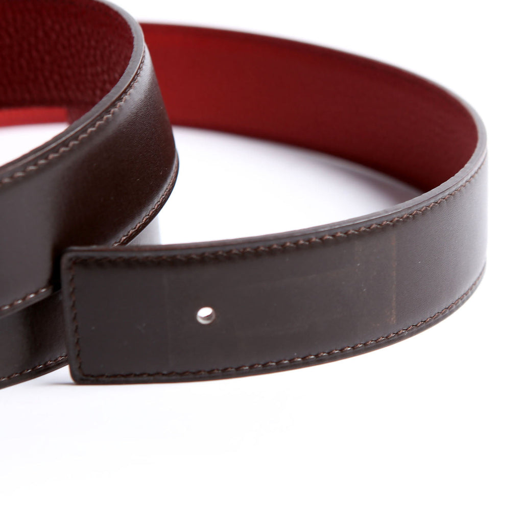 32MM Reversible Leather Strap Only Belt Size 100 Black/Red