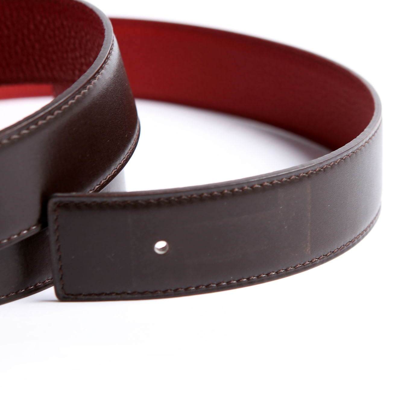 32MM Reversible Leather Strap Only Belt Size 100 Black/Red