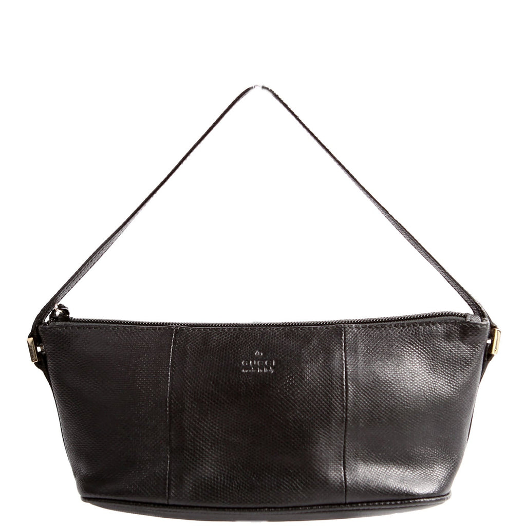 250001 Boat Pochette Lizard Embossed Calf Leather Black