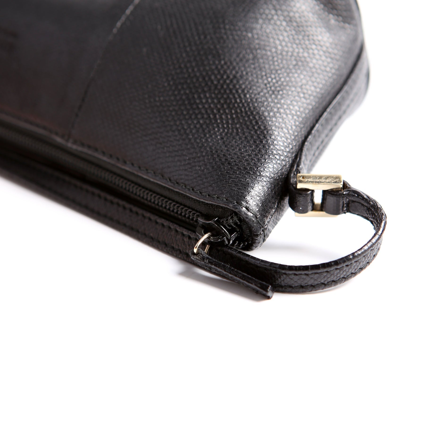 250001 Boat Pochette Lizard Embossed Calf Leather Black
